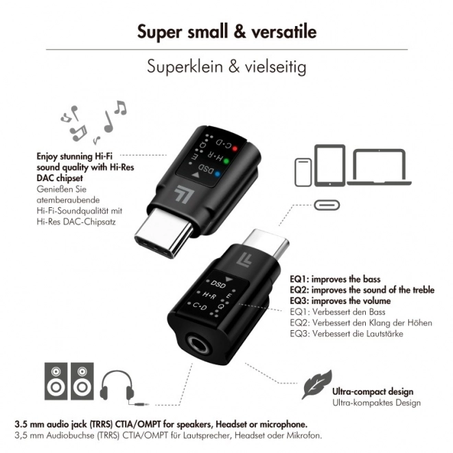 Audio adaptér USB-C/M na 3.5mm/F s DAC a EQ