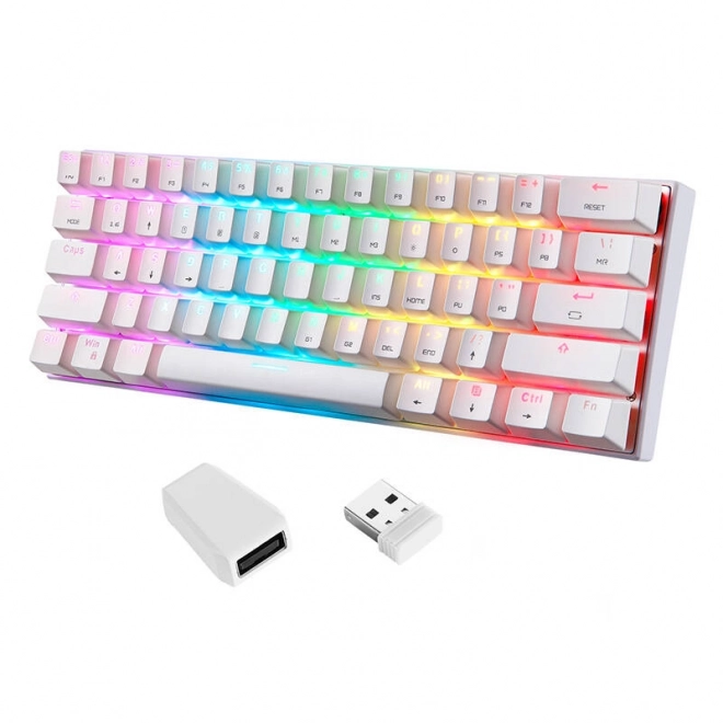 Bezdrátová mechanická klávesnice Motospeed SK62 White – Modrý spínač