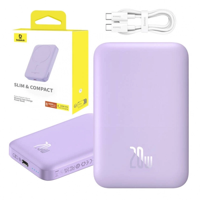 Mini powerbanka Baseus 6000 mAh 20W fialová