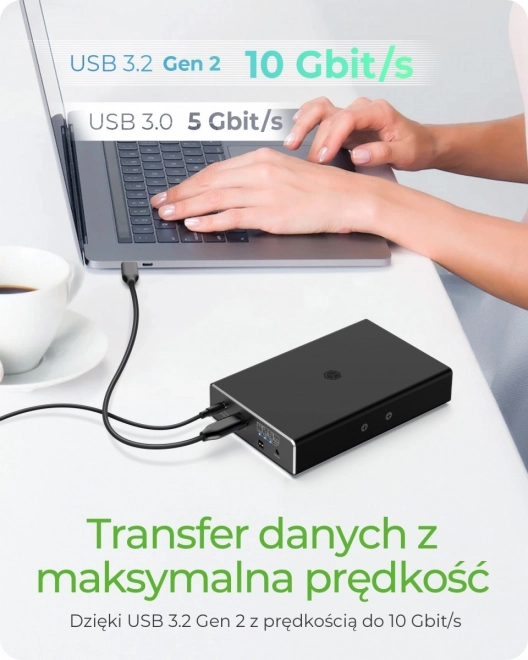 Externí Raid kryt IB-RD2253-C31 pro 2,5 SATA HDD na USB 3.2 Gen 2, RAID 0,1, JEDEN, VELKÝ