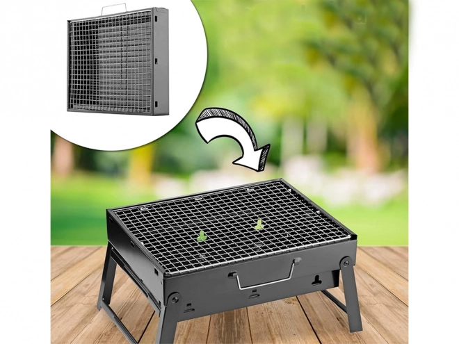 Přenosný skládací gril na dřevěné uhlí na kempování a BBQ