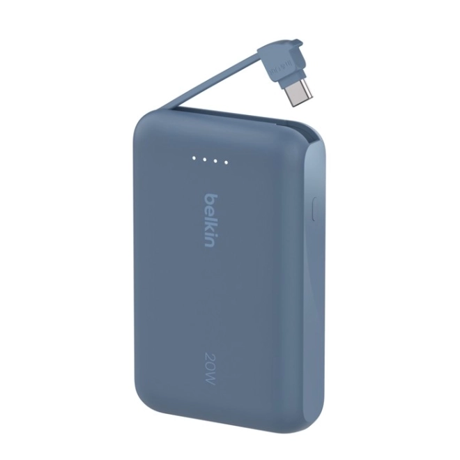 Powerbanka BoostCharge s vestavěným kabelem a portem-C 10000 mAh 20W modrá