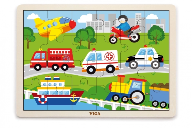 Dřevěné puzzle 24 dílků - doprava