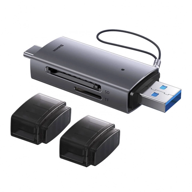 Baseus čtečka paměťových karet SD/TF USB a USB-C šedá