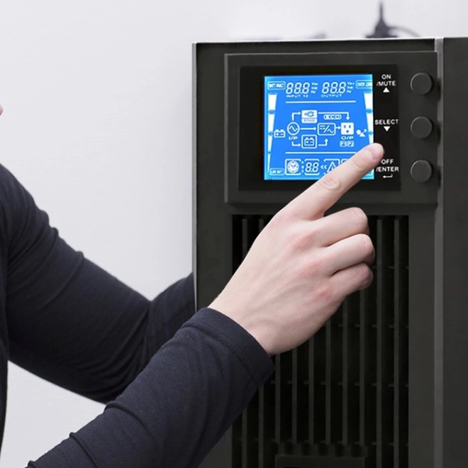 Záložní zdroj UPS online čistá sinusová vlna 1KVA 800W LCD USB