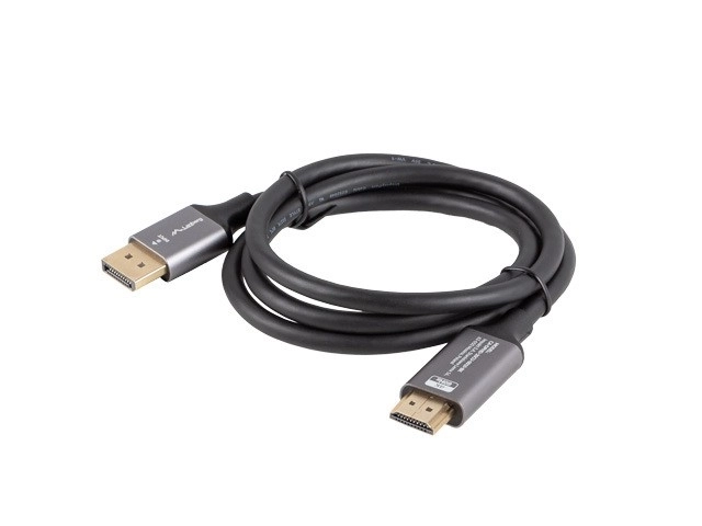 Černostříbrný kabel DisplayPort na HDMI 1 m