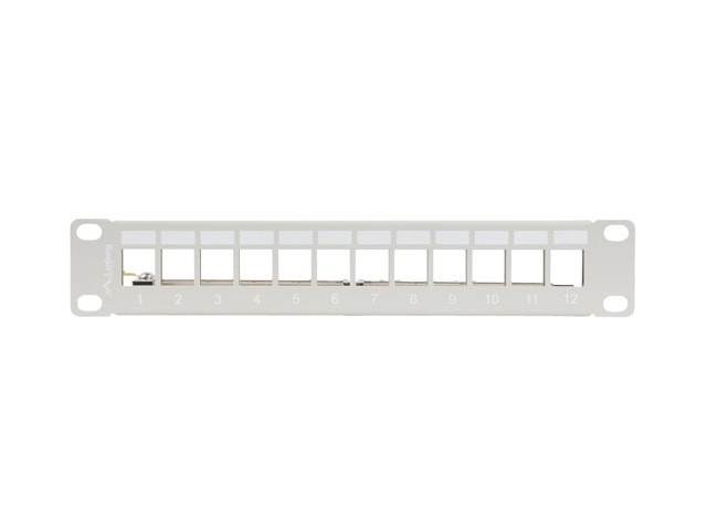 Patch panel 12 portů 1U 10 palců FTP s organizérem pro keystone moduly šedý