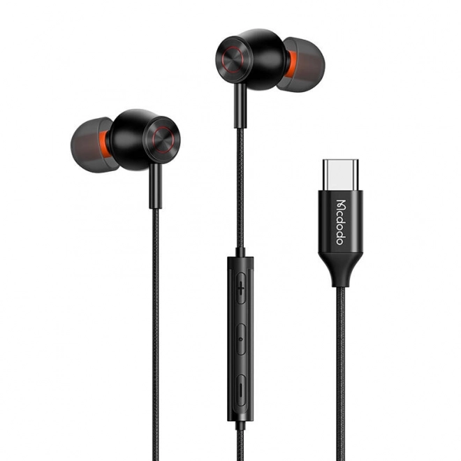 Mcdodo HP-3490 drátová sluchátka do uší, USB-C (černá)