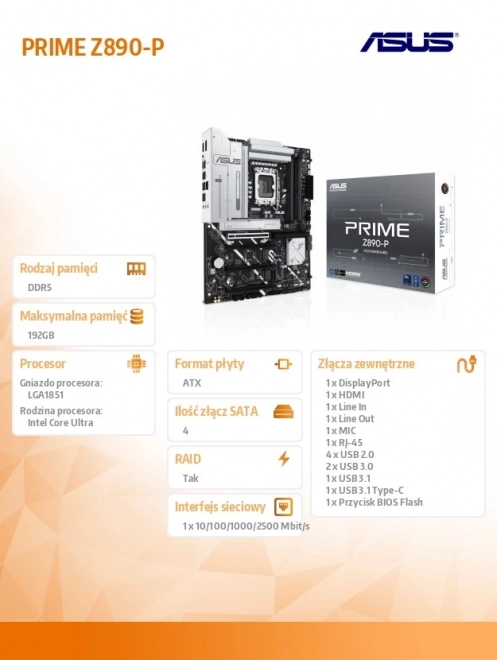 Základní deska ASUS Prime Z890‑P (LGA 1851, ATX, DDR5)
