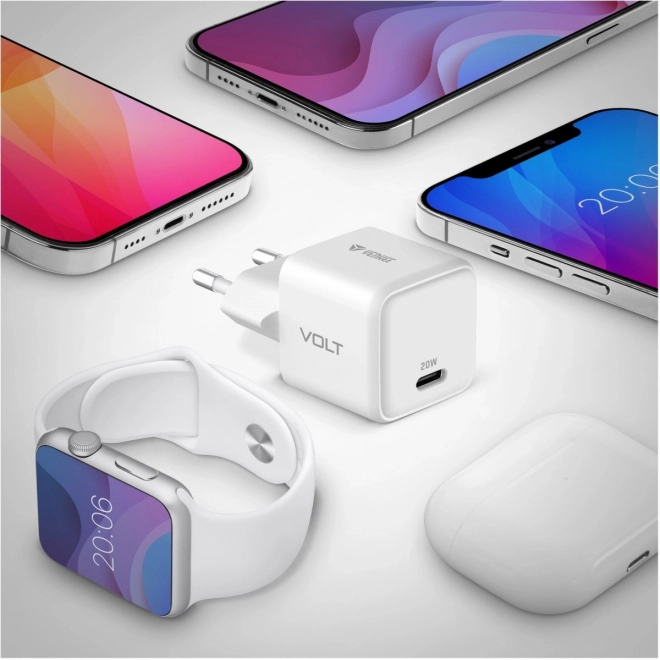 USB C 20W 3A Power Delivery 3.0 QC 3.0 síťová nabíječka Bílá