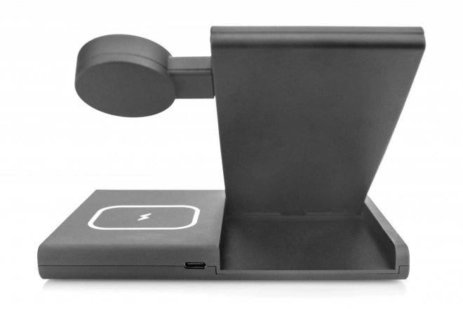 Skládací indukční nabíjecí stanice 3v1 15W MagSafe + Qi 1m USB černá