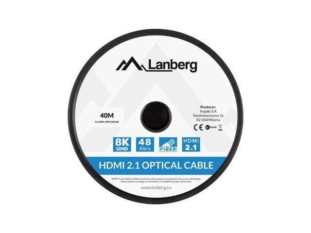 Kabel HDMI M/M v2.1 40M 8K optický černý AOC