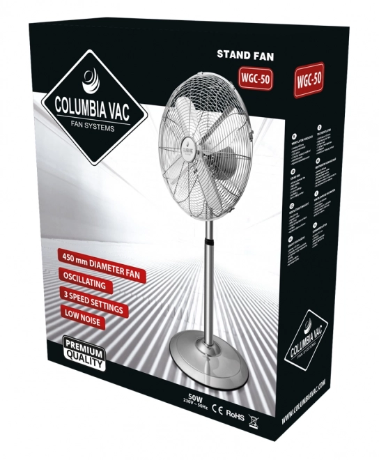 Pokojový ventilátor ColumbiaVac s chromovanou konstrukcí
