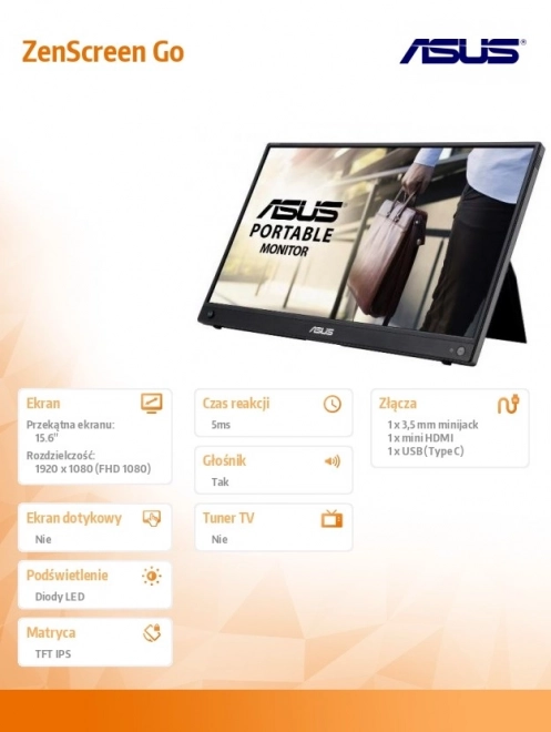 Monitor ZenScreen Go 15,6" MB16AWP