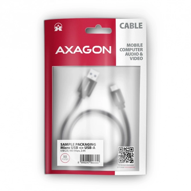 BUMM-AM20AB MicroUSB - USB A kabel, 2m, USB 2.0, 2.4A, ALU, opletený, černý