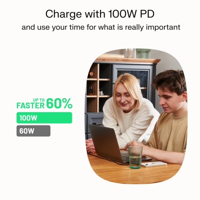 USB-C kabel PowerFlex 100W silikonový zelený 1,2m