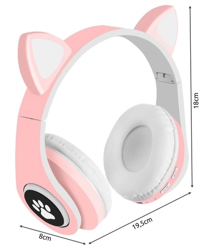 Bezdrátová bluetooth sluchátka s ušima – Růžová