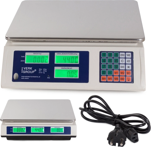 Elektronická obchodní váha s LCD displejem 40 kg, přesnost 2 g