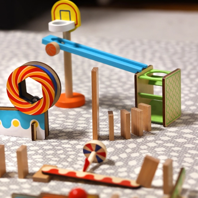 Dřevěné stavební kostky domino / domino puzzle Tooky Toy
