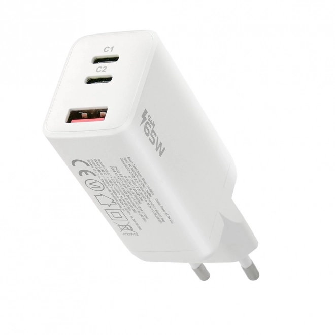 Bílá rychlonabíječka USB/USB-C QC4+ 65W s technologií GaN