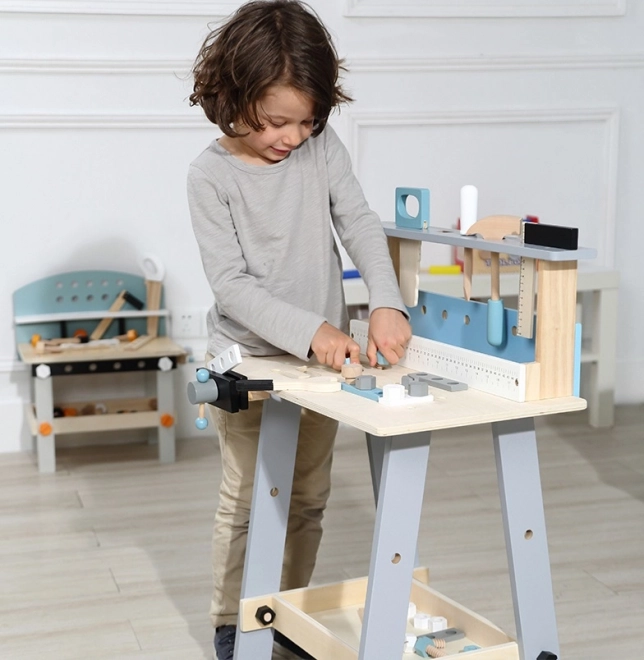 Dřevěný dílenský stůl s nářadím 32 prvků Ecotoys