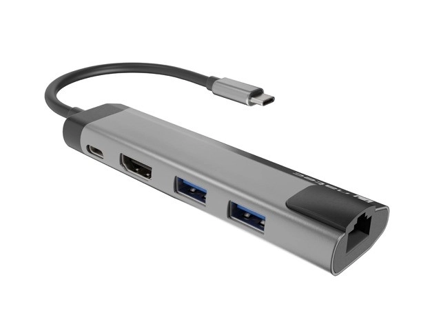 Víceportová dokovací stanice Fowler Go USB-C - rozbočovač 2x USB 3.0, HDMI 4K, USB-C PD, RJ45