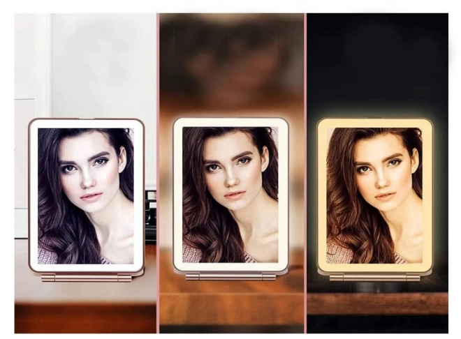 Skládací cestovní LED make-up zrcátko