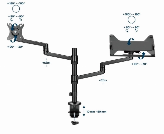 GEMBIRD polohovatelný stolní držák na monitor 17–32'' a notebook do 17,3''