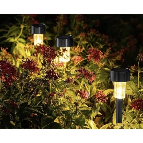 Solární zahradní lampy LED - sada 10, zapichovací, vodotěsné, teplé bílé světlo