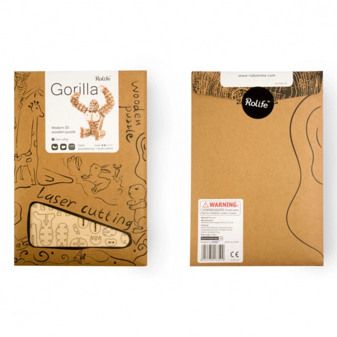Dřevěné 3D puzzle gorila