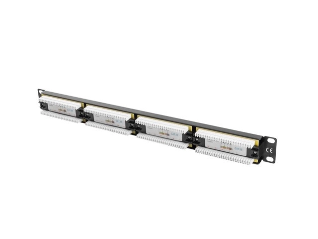 Patch panel 24 portů 1U Cat 5e černý