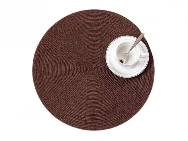 Kulaté pletené prostírání na stůl, hnědé, 38 cm