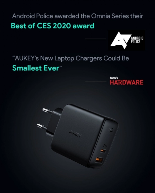 Omnia GaN nabíječka 2xUSB Power Delivery 65 W