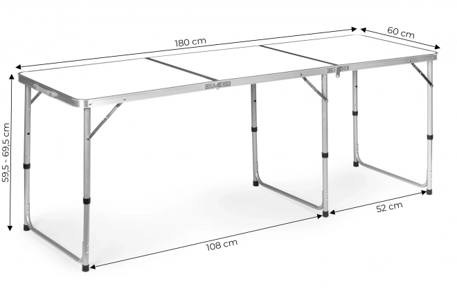 Stolik turystyczny stół składany kemping biały blat 180 x 60 cm