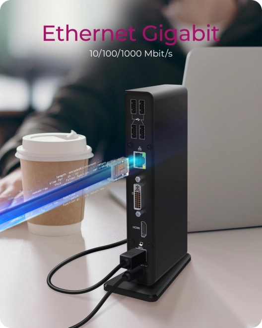 Stolní dokovací stanice ICY BOX s USB, HDMI, LAN, DVI-I a mikrofonním vstupem