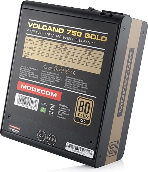 Napájecí zdroj Modecom Volcano 750W Gold s 120mm ventilátorem