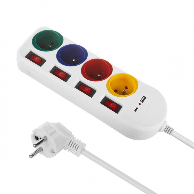 Prodlužovací kabel 4 zásuvky 1,5 m, USB A/C MCE508 W