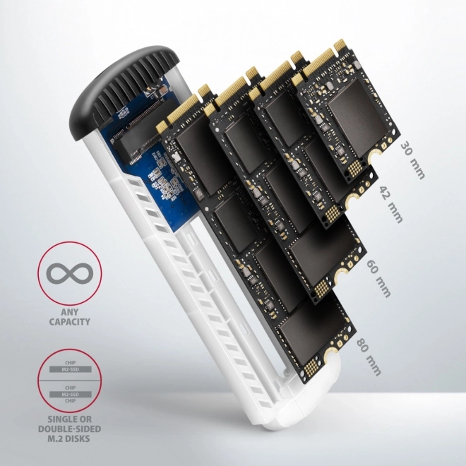 EEM2-SA Bezšroubové hliníkové externí pouzdro USB 3.2 GEN 1 M.2 SATA SSD