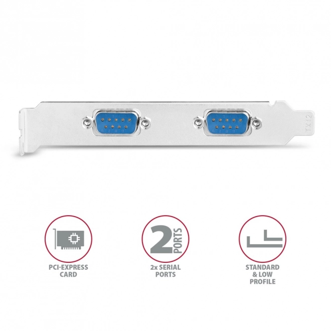 Řadič PCEA-S2N PCIe 2x sériový port RS232 250 Kb/s, včetně SP a LP