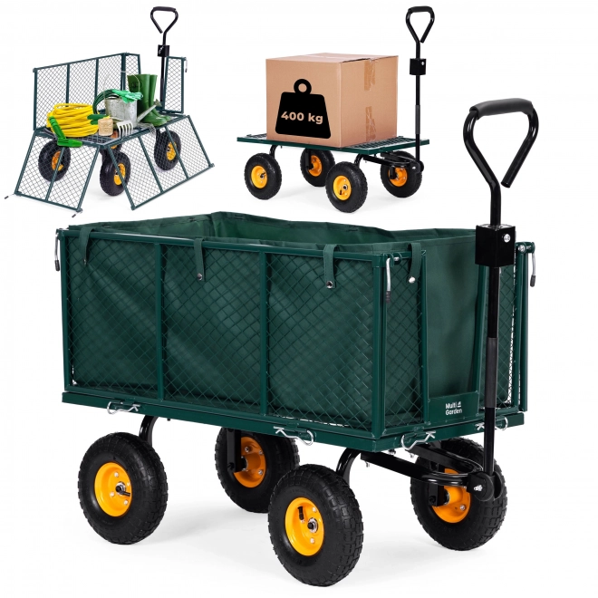 Zahradní transportní vozík s nosností 400 kg pro traktor s otevíracími bočnicemi