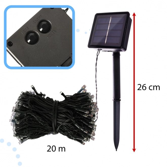 Solární světla světelný řetěz 20m 200LED vícebarevné