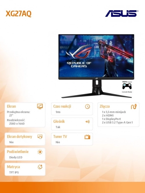Monitor ASUS ROG Strix 27 WQHD IPS 170Hz