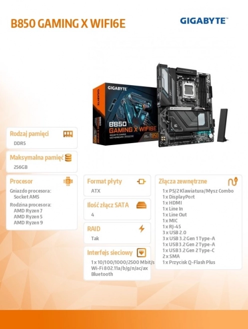 Herní základní deska B850 s WiFi 6E