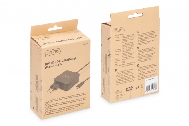 Napájecí nabíječka 1x USB-C PD 3.0 max. 65W integrovaný kabel 1,2 m černý