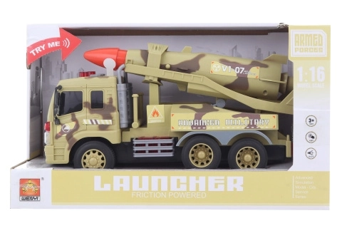 Vojenské auto s raketou pro děti