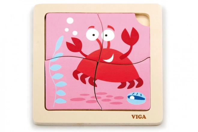 Dřevěné Puzzle Krab pro Nejmenší