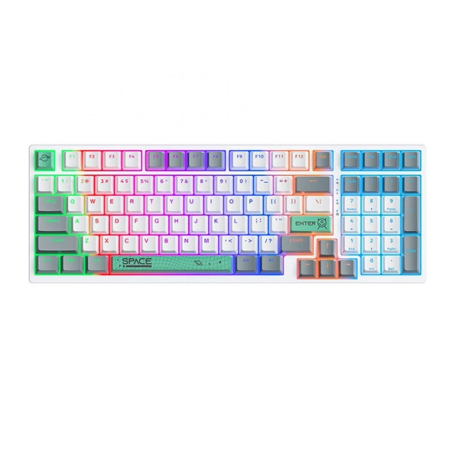 Mechanická klávesnice ONIKUMA G38, 98 kláves, USB kabel, bílá