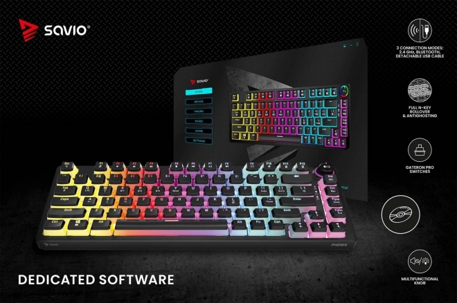 Bezdrátová mechanická klávesnice Savio Phenix RGB