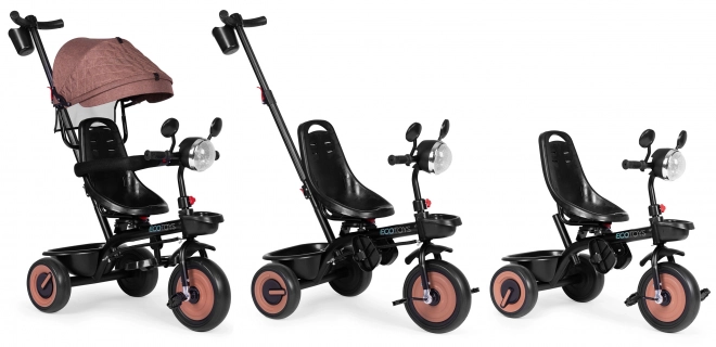 3v1 tříkolka s otočným sedadlem hnědá pro děti ECOTOYS