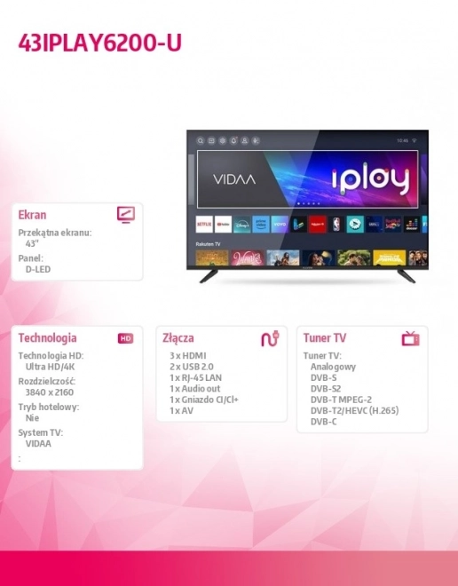 Televize LED 43 palců IPLAY